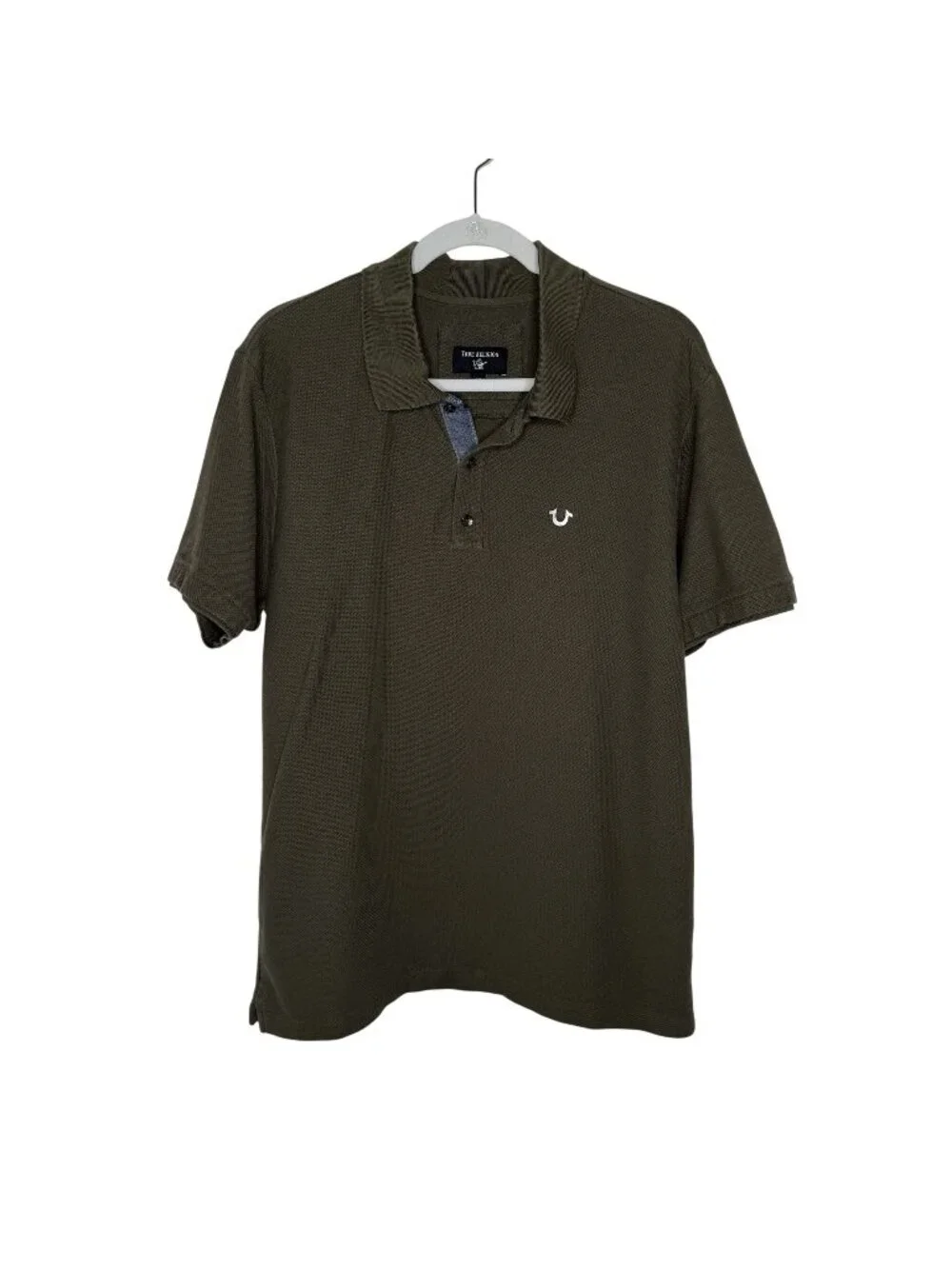 True Religion Olive Green Short Sleeve Basic Polo, L